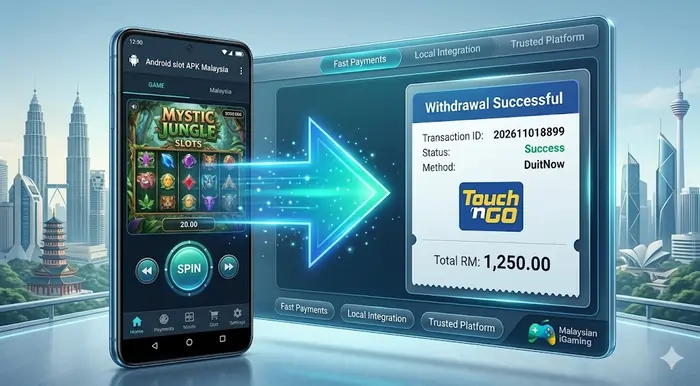 Secure download guide for best slot apps in Malaysia showing safe APK installation and instant Touch n Go eWallet withdrawal proof.